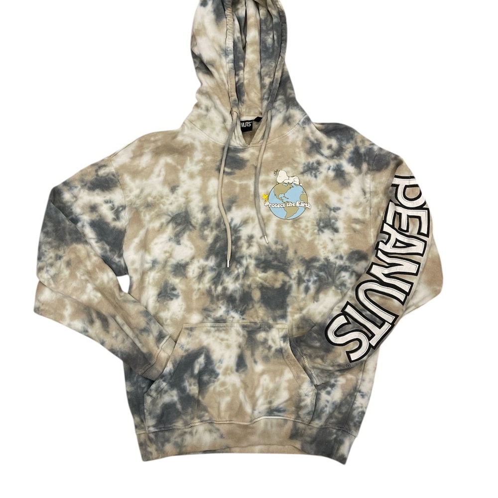 Peanuts Cream and Gray Tie-Dye Hoodie - Picture 2 of 3